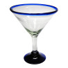 copas para martini con borde azul cobalto, 10 oz, Vidrio Reciclado, Libre de Plomo y Toxinas x 12