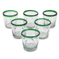 juego de vasos Vidrio Soplado A Mano De Novica x 6