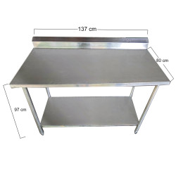Meson Acero inoxidable 137 x 80 alto 91 con entrepaño