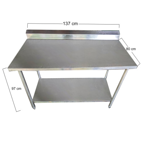 Meson Acero inoxidable 137 x 80 alto 91 con entrepaño
